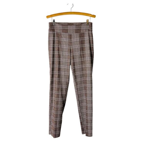 New Directions brown white burgundy plaid preppy stretchy pants 8 - Picture 1 of 7